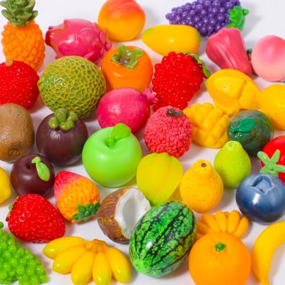 35PCS Resin Artificial Fruit Decor Miniature Fruit Figures for Crafts & Home