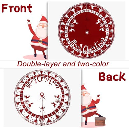 72 Inch Double-Sided Knitted Christmas Tree Skirt - Red & White Variation