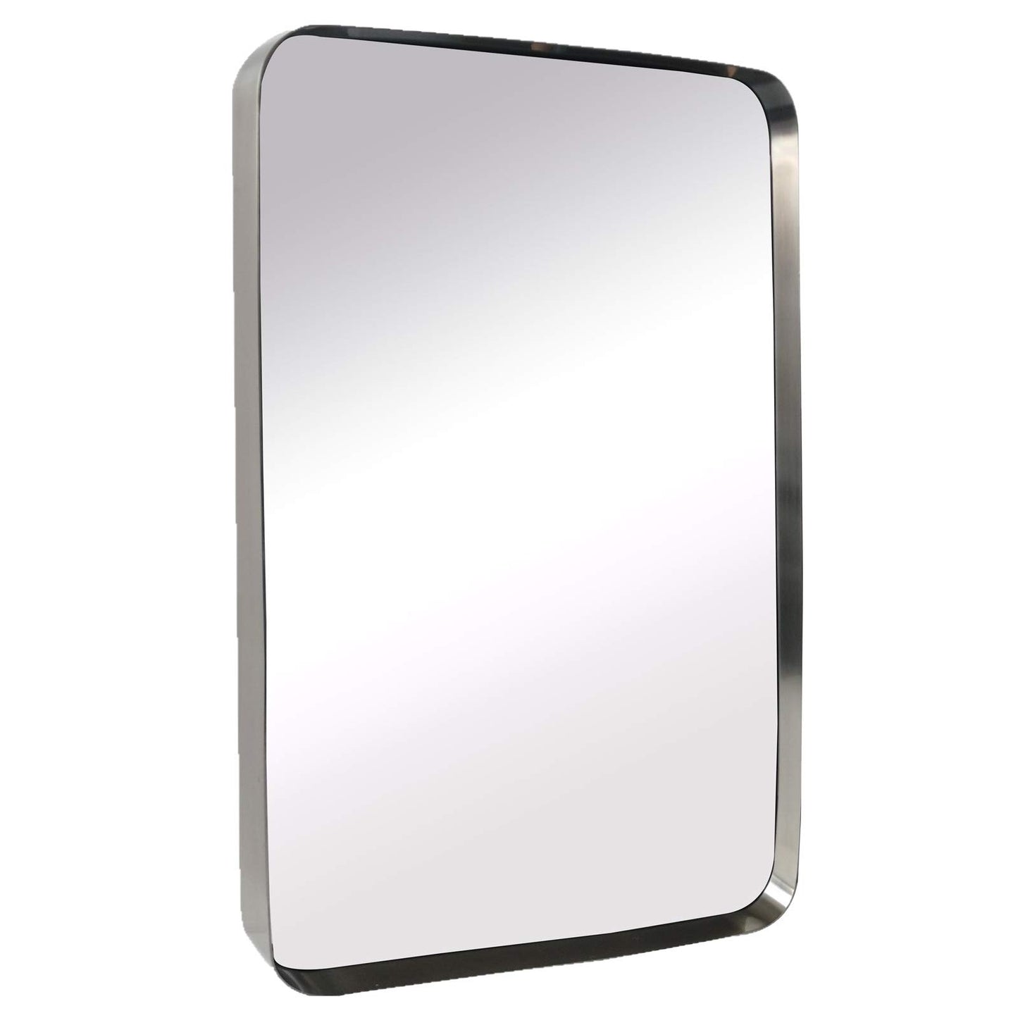 TEHOME 20x30 Brushed Nickel Bathroom Mirror Rounded Rectangle Brushed Silver Vanity Mirror in Stainless Steel