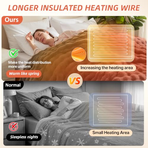 Electric Heated Blanket 50x60 Cozy Bubble Flannel Throw for Couch & Bed