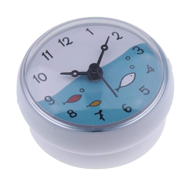 Mini Bathroom Clock with Suction Cup Mount – White, 75mm Dial