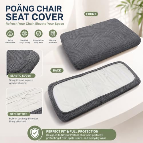 Light Gray Cover Replacement for Poang Chair - Fits Armchair & Rocking Chair