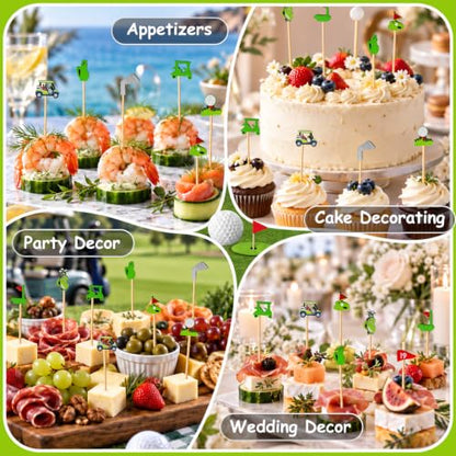 Golf-Themed Cocktail Picks - 200 Bamboo Appetizer Skewers for Parties