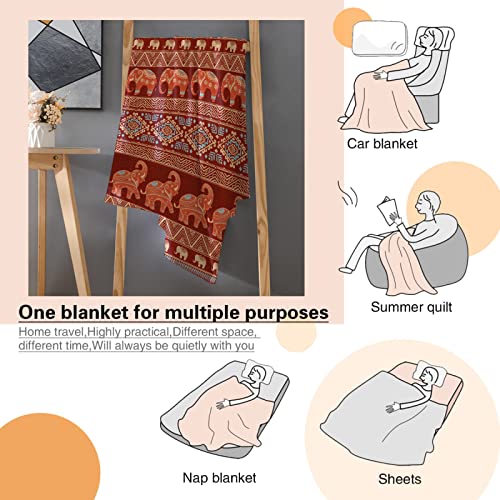 Elephant Blanket Boho Throw Blanket Elephant Gifts for Women Adult Kids Girls Hippie Blanket Elephant Lovers Elephant Decor for Home Bed, Sofa, Couch, Living Room 30"x40"for Toddler/Pets