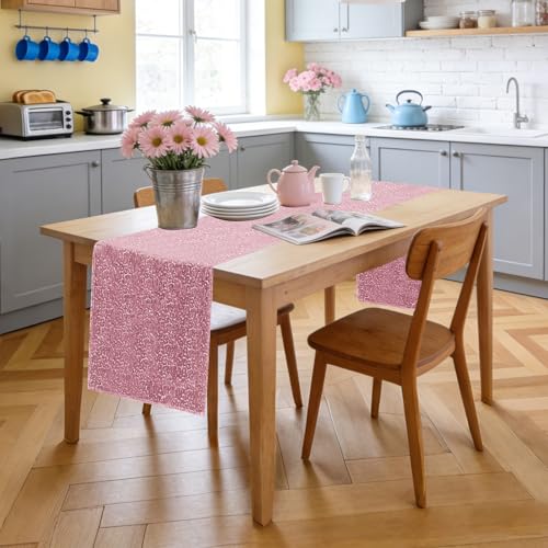 Rose Pink Sequin Table Runner Pack of 10 - 12 x 72 Inches for Parties & Events