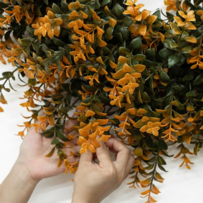 26 Inch Fall Wreath for Front Door with Orange and Green Boxwood - Outdoor Decor