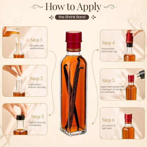 Clear 8.5oz Vanilla Extract Bottle with Airtight Cap - Reusable Glass
