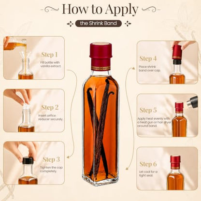 Clear 8.5oz Vanilla Extract Bottle with Airtight Cap - Reusable Glass