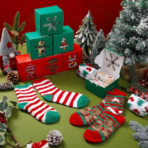 48 Pairs Christmas Fuzzy Socks in Gift Boxes with Window - Holiday Gift Set