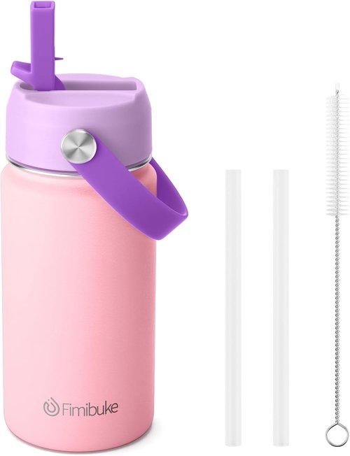 Fimibuke Kids Insulated Water Bottle - 14oz BPA-Free Stainless Steel Tumbler | Leak-Proof Design with Straw