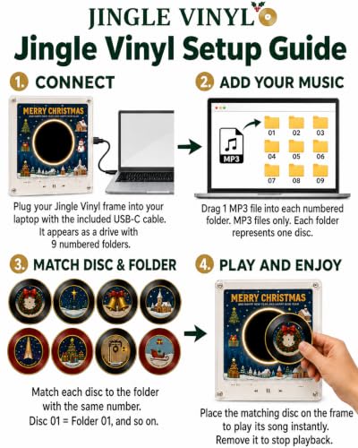 Mini Vinyl Record Player Fridge Magnet Set 1-Pc with NFC & Customizable Music