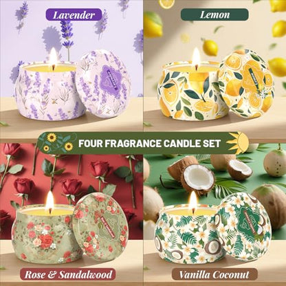 WarmEmbrace 8-Pack Soy Scented Candles Set with 4 Unique Fragrances - 8.8OZ