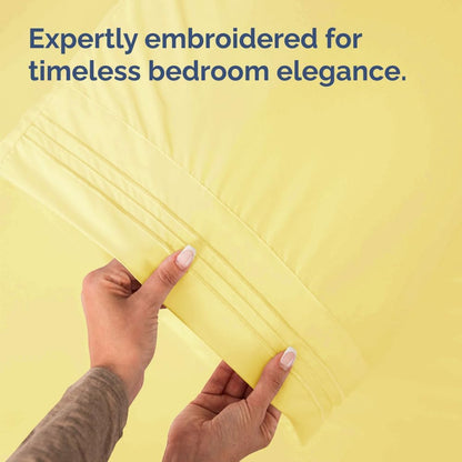 Queen Pillow Cases by [Brand Name] - Ultra Soft Hotel Quality Covers | Wrinkle-Free, Stain & Fade Resistant - 4 Piece Set in Yellow