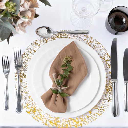 Gold Mesh Disposable Round Placemats Set of 12 - Elegant 13 Inch Holiday Table Decor