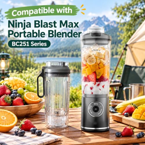 Gray 22oz Replacement Cup with Lid & Silicone Sleeve for Ninja Blast Max BC251