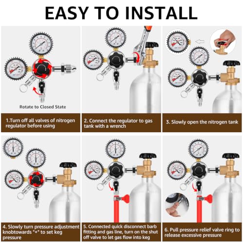 Nitrogen Regulator for Cold Brew Keg with CGA-580 Fitting and Dual Gauges