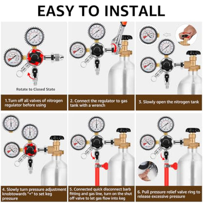 Nitrogen Regulator for Cold Brew Keg with CGA-580 Fitting and Dual Gauges