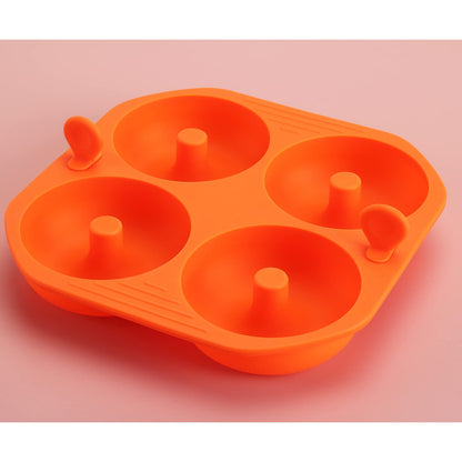 Kispog Silicone Donut Pan for Baking Orange - 2 pcs Nonstick Donut/Bagel Molds 4 Cavity 3.2 inch. Air Fryer Accessories Compatible with Instant Vortex Ninja Foodi