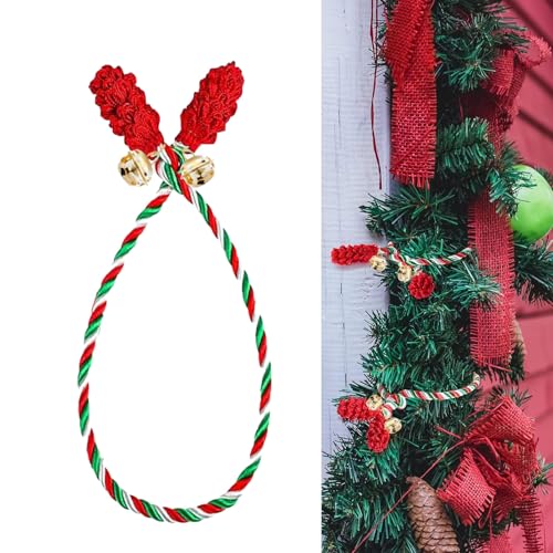 12PCS Christmas Wreath Ties with Bell - Multi Color Garland & Rail Decorations