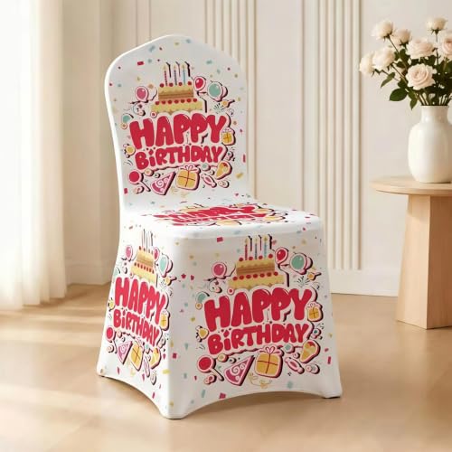 Birthday Chair Covers Set of 6 - Blue Festive Dining Room Decorations