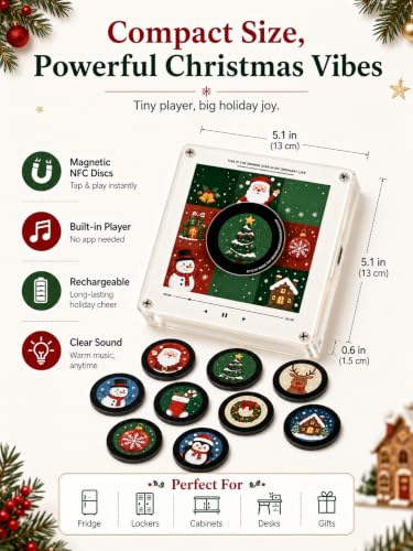 Mini NFC Record Player with Magnetic Discs & Warm LED - Style B