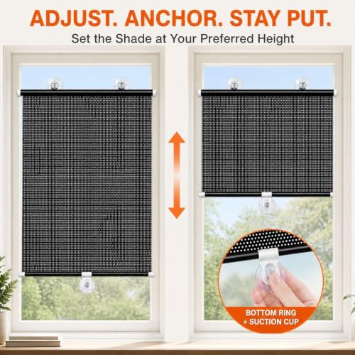 No Drill Indoor Window Blinds with Suction Cups - Light Filtering, Privacy, 13x24 Inches