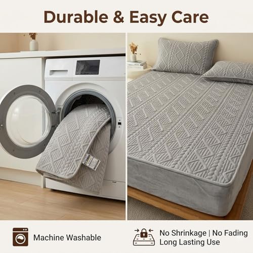 Fitted Mattress Protector Cover 59x78.7in Microfiber Deep Pocket Bedding Orange