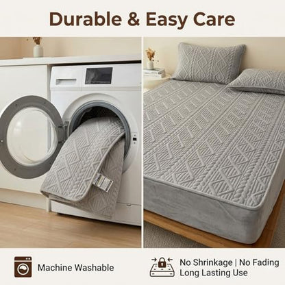 Fitted Mattress Protector Cover 59x78.7in Microfiber Deep Pocket Bedding Orange