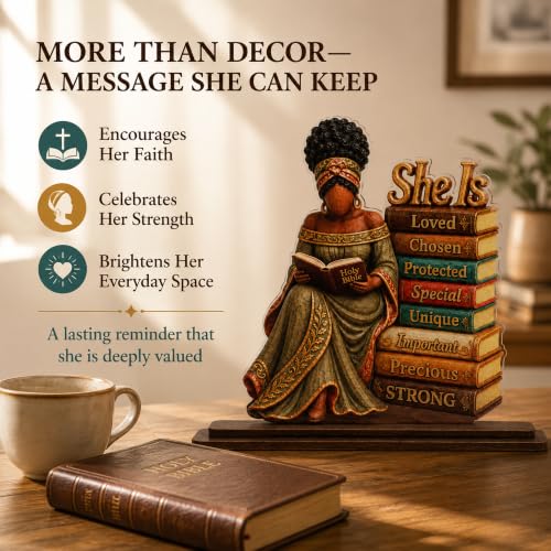 African American Christian Desk Plaque for Women - She Is 1 Variation
