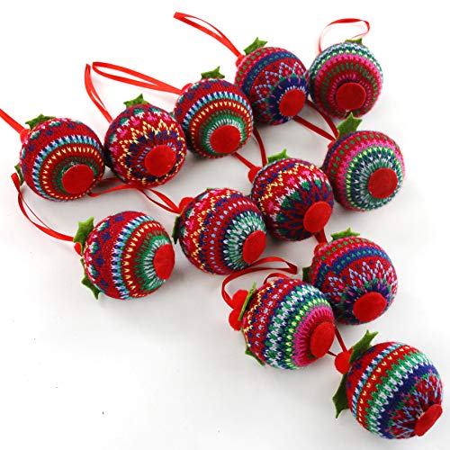 12-Inch Knitted Christmas Tree Balls Set - Style 6 Holiday Decor