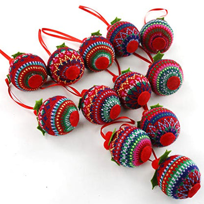 12-Inch Knitted Christmas Tree Balls Set - Style 6 Holiday Decor