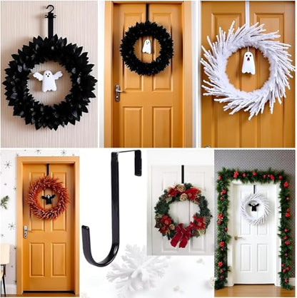 Black Carbon Steel Wreath Hanger - 5 Inch Door Display for Christmas Halloween