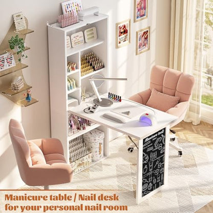 Armocity Small Folding Desk with Outlets - White, 40-Inch Murphy Craft Table
