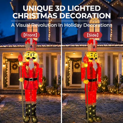 5FT Lighted Nutcracker Scepter Decor - Wine Red Outdoor Christmas Ornament