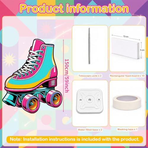 Retro Cardboard Roller Skate Standee for 80s 90s Party Decor - Skates Variation