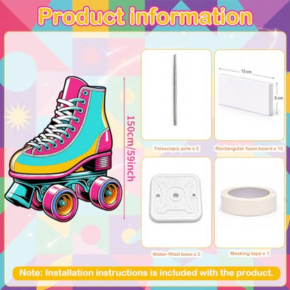 Retro Cardboard Roller Skate Standee for 80s 90s Party Decor - Skates Variation