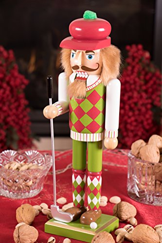 Traditional Wooden Nutcracker - 14 Inch Festive Christmas Decor - Golfer Variation