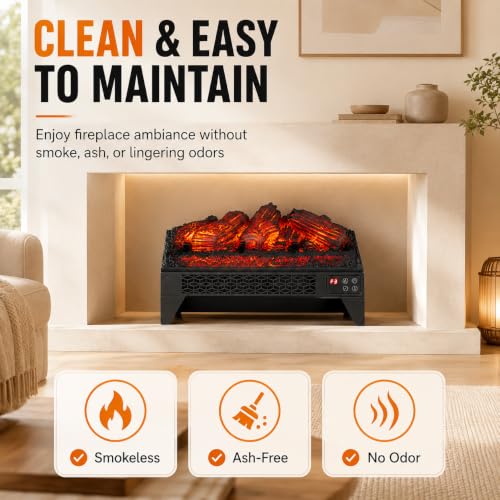 18 Inch Electric Fireplace Logs Insert with App Control - 1400W Heater