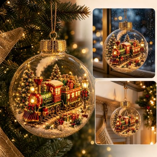 Light-Up Christmas Scene Ornament - Train Holiday Keepsake & Gift