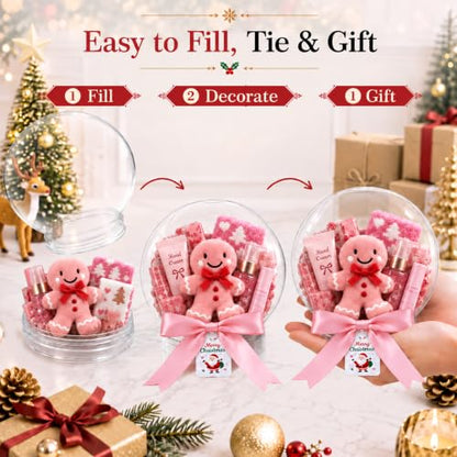 Christmas Snow Globe DIY Kit - Clear Plastic Globe with Decorations & Bow