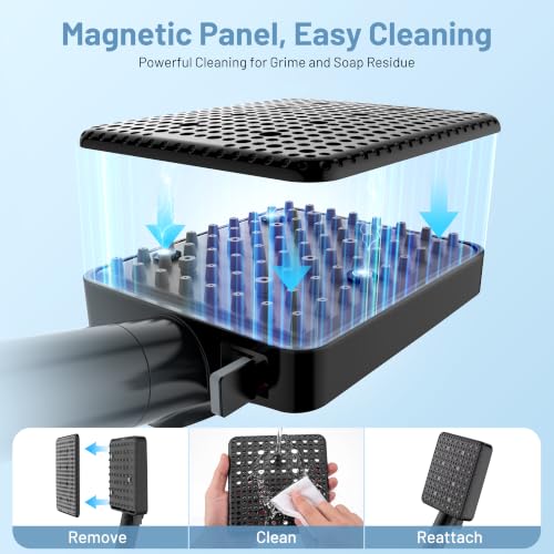 MakeFit Filtered Handheld Shower Head with 7 Modes - Matte Black, High Pressure, Hard Water Filter