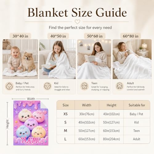 Beige Personalized Girls Dumpling Blanket - Custom Drip Kids Throw