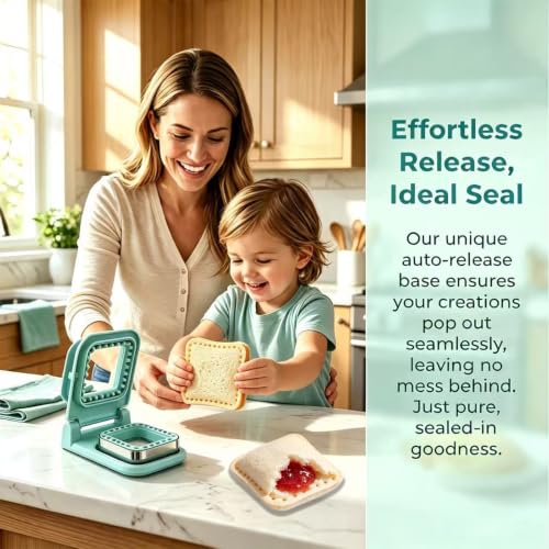 Square Crustless Sandwich Cutter and Sealer - Light Blue, Effortless 2-in-1 Bread Mold