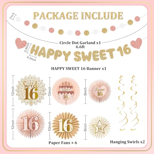 Pink and Champagne Gold Sweet 16 Party Decorations for Girls - Kit