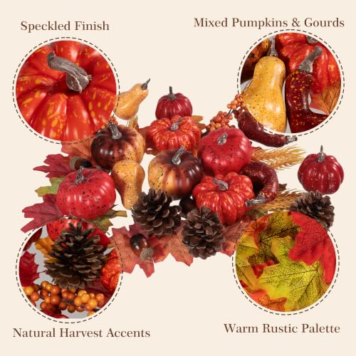 Mini Artificial Pumpkins Fall Decor Set - 54pcs Autumn Harvest Decorations