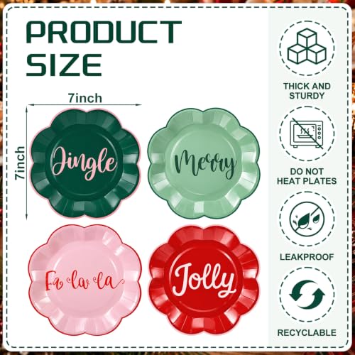 Christmas Disposable Paper Plates 7 Inch - Set of 50, Festive Holiday Design