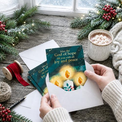 Religious Christmas Cards with Envelopes Set of 20 Joy Peace Scripture