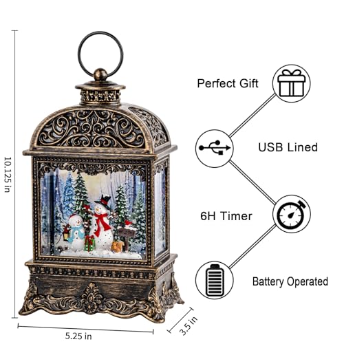 10.125 Inch Snowman Snow Globe with Music & Lights - Christmas Decor Gift