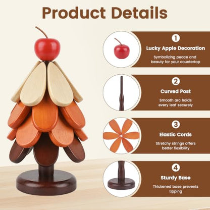 Wooden Tree Trivet Set with Stand - Christmas Kitchen Decor