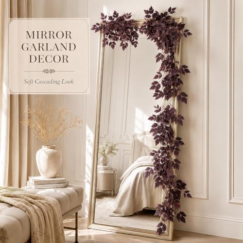 9FT Plum Cimicifuga Seeded Garland Artificial Fall Leaf Decor for Mantel
